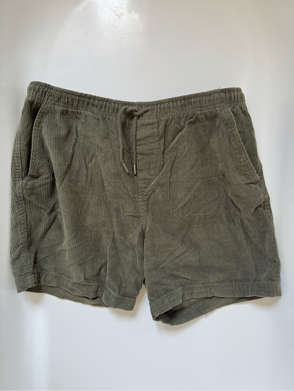 Men's Olive Corduroy Drawstring Shorts